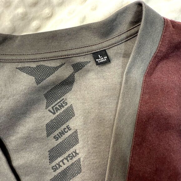 Vans Button-Up Cardigan Mens Size L Maroon/Gray TIE Print Inside Grandpa Sweater - Picture 3 of 9